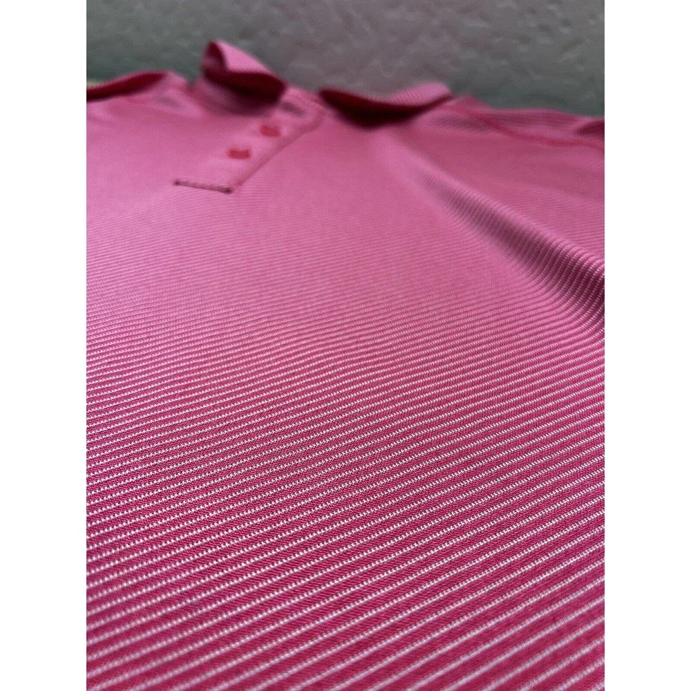 Callaway Opti-Dri Golf Shirt Men's‎ XXL Pink Stripe Geo UPF 50 Stretch